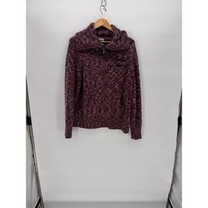 Harley Davidson Full Zip Cardigan Womens Plus 2X Wool Alpaca Funnel Neck Purple